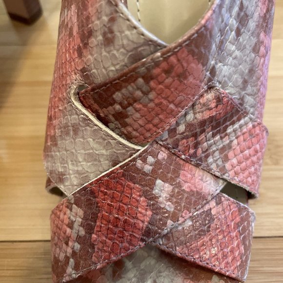 johnston murphy Pink Snake Leather Slide Nwob 8 NEW - Picture 7 of 11